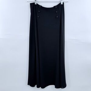 Maggie Shepherd Black Midi Skirt Vintage Size Medium Button Front A-Line Flowy